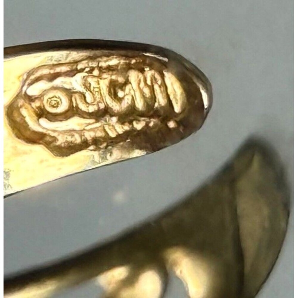 Signed JCM 14K Solid Gold Baby Footprint Cutout Toe / Midi Ring (1.00g) - Picture 5 of 12